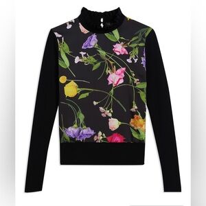 TED BAKER Daneaa Woven Front Mock Neck Sweater Size 1